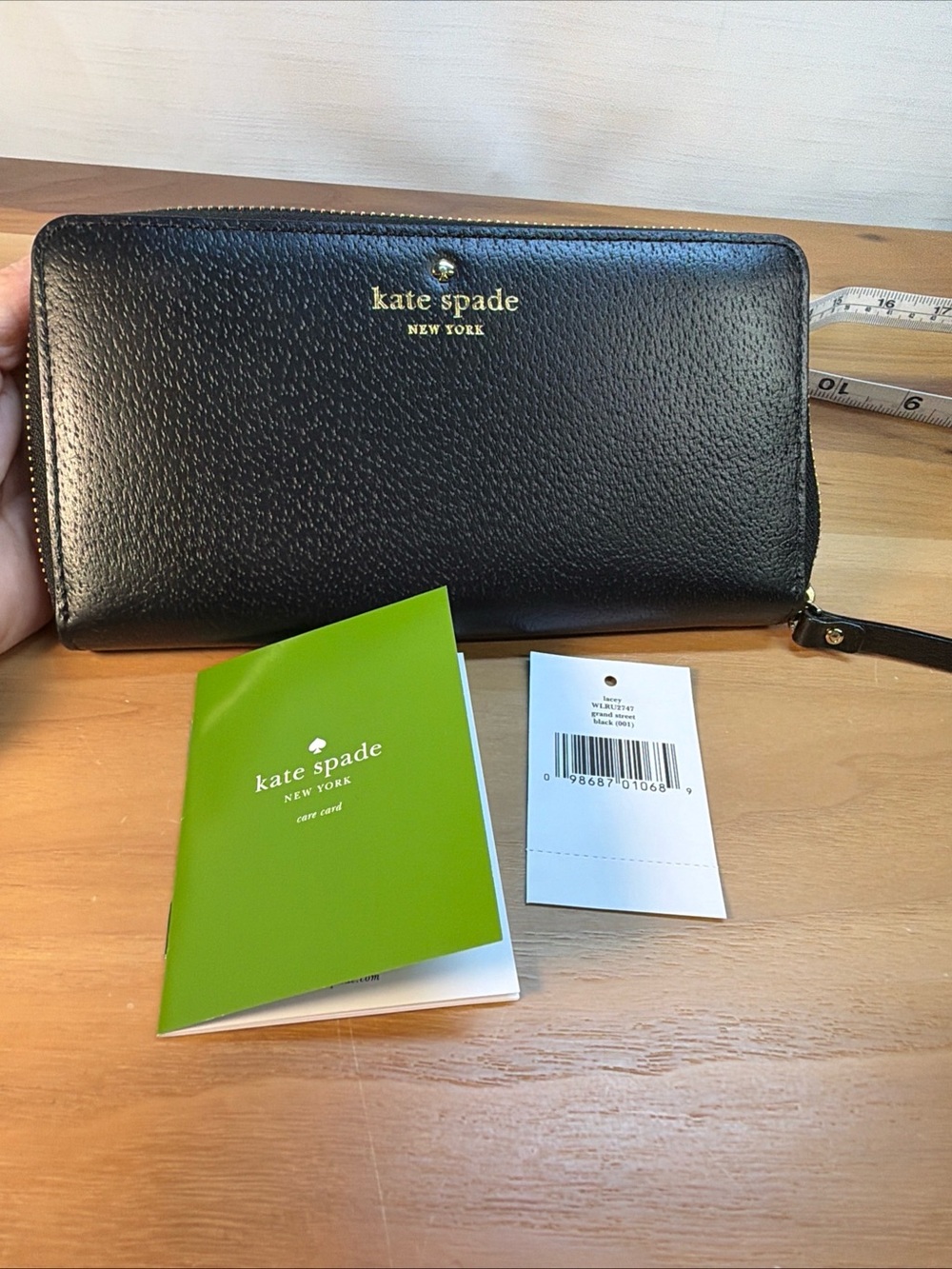 NWT Kate Spade NY Grand Street Lacey Black‎ Embossed Leather Wallet WLRU2747